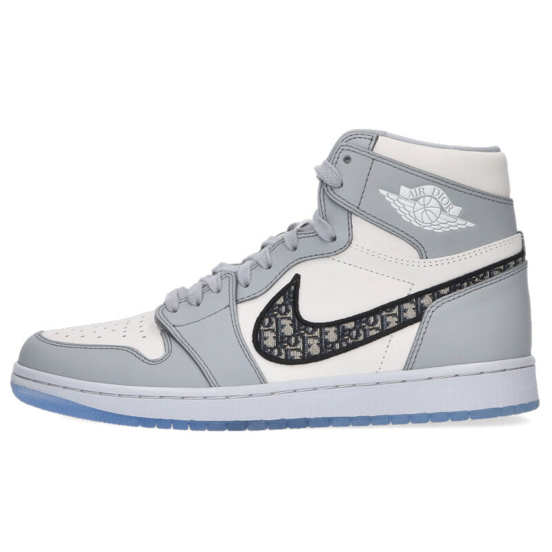 ナイキ NIKE　 ×ディオール DIOR サイズ:27cm AIR JORDAN 1 HIGH OG DIOR CN8607-002 エアジョーダン1ハイオージーディオールスニーカー(ホワイト×グレー×ブラック)【322062】【SB01】【メンズ】【小物】【中古】bb187#rinkan*S