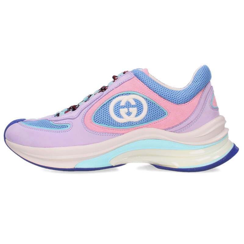 グッチ GUCCI 大きさ:35  RUN レースアップローカットスニーカー(パープル×青色)【103062】【BS99】【レディース】【小物】【中古】bb428#rinkan*A
