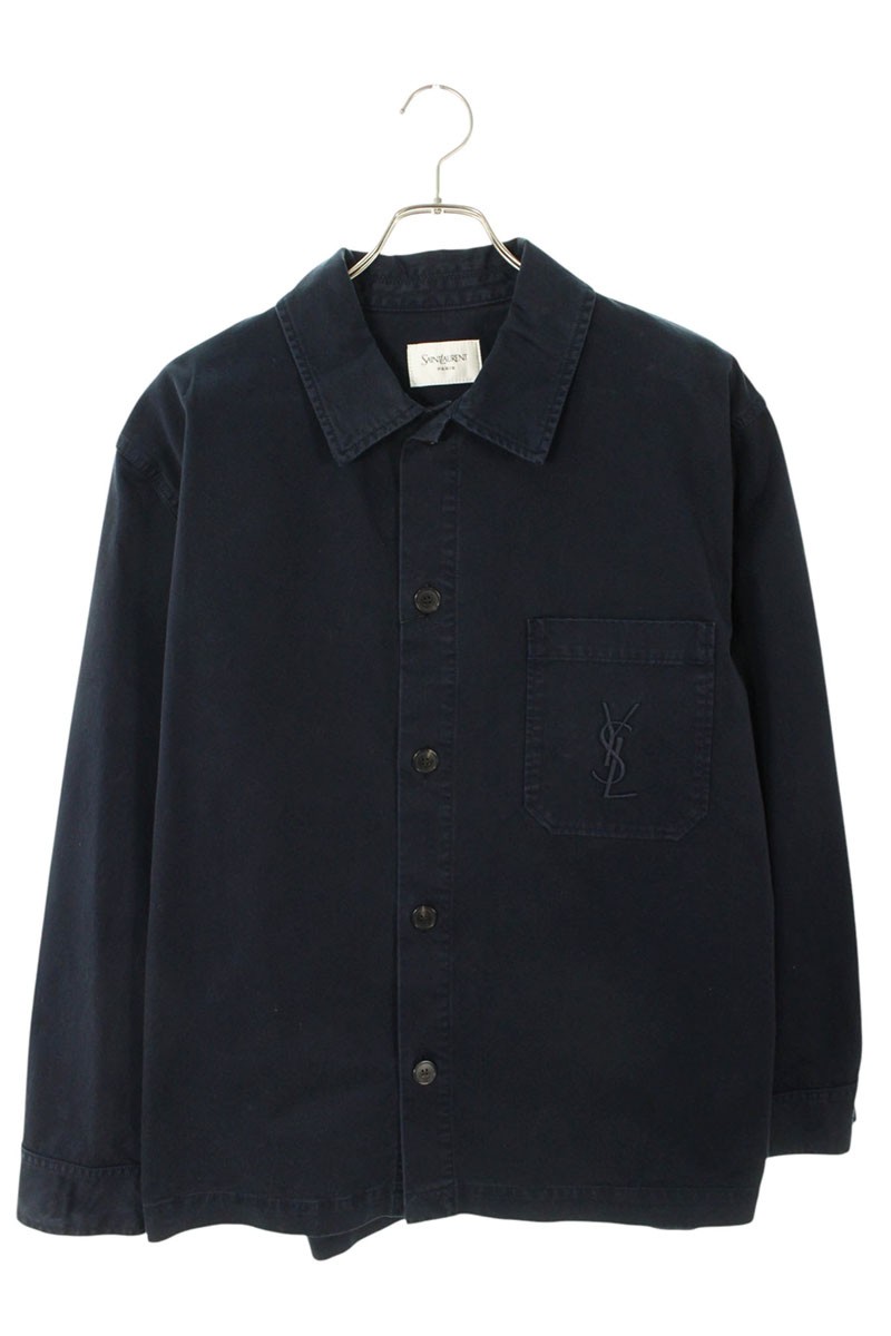 サンローランパリ SAINT LAURENT PARIS サイズ:L  26SS  861004 Y04VD カサンドラオーバーシャツブルゾン(ネイビー)【813062】【SB01】【メンズ】【新古品】bb78#rinkan*N