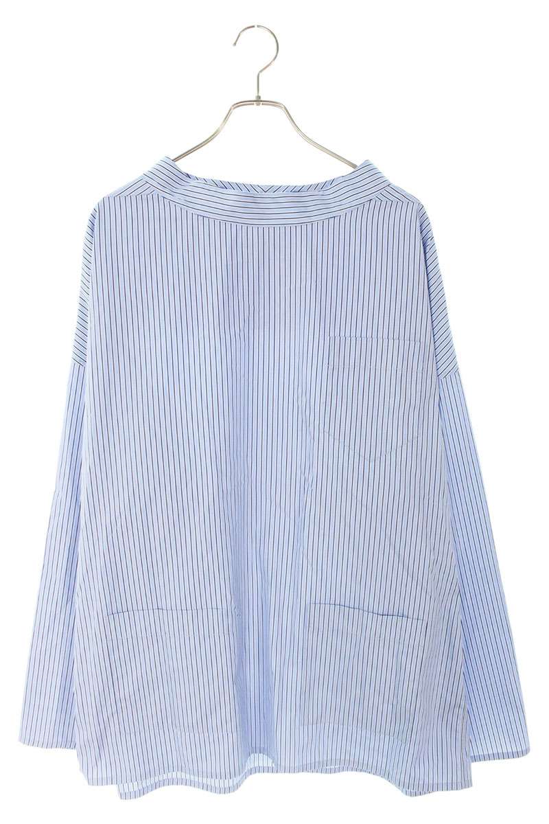 プラダ PRADA　サイズ:L 26SS SC831 ストライププルオーバー長袖シャツ(ブルー&times;ホワイト)【813062】【SB01】【メンズ】【新古品】bb78#rinkan*N ｜RINKAN