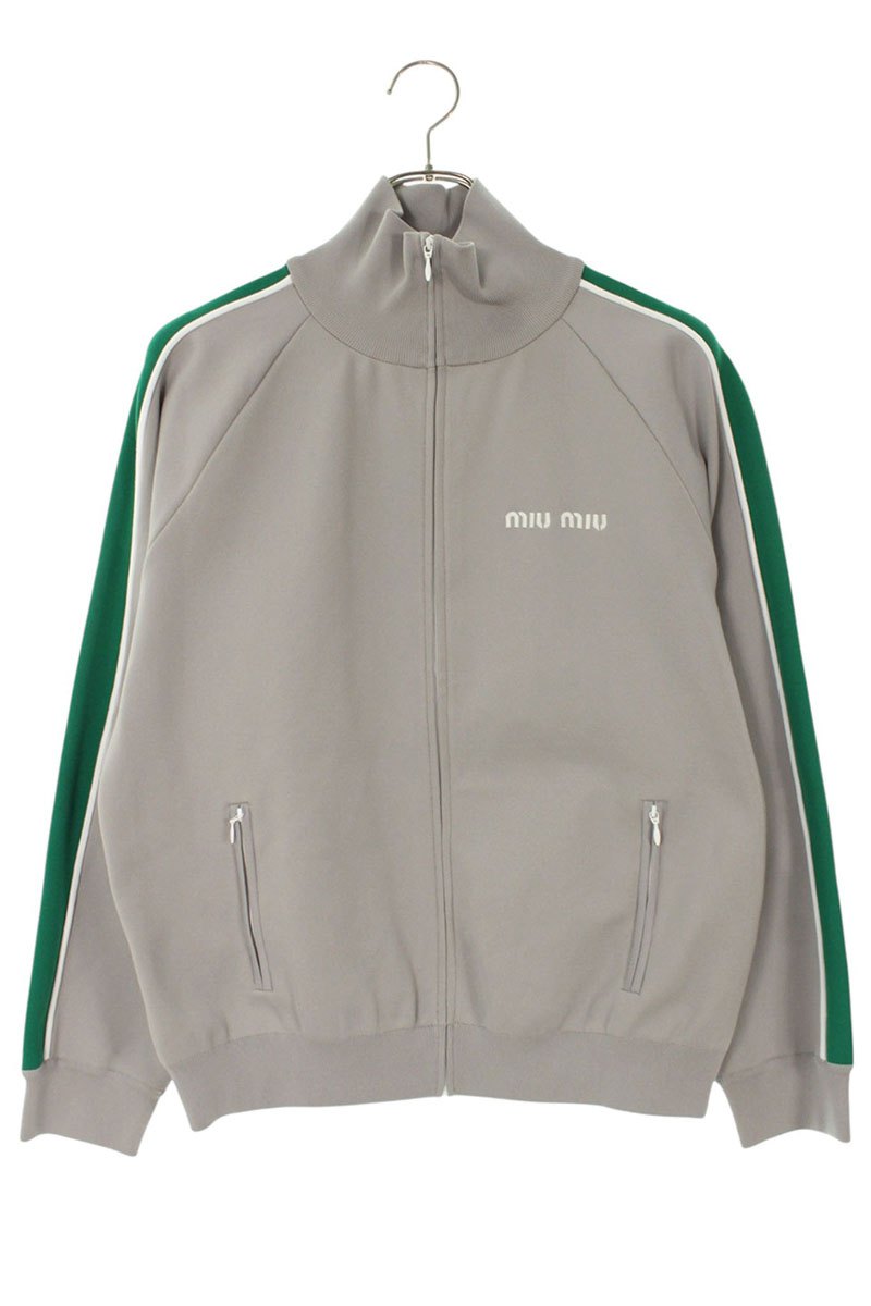 ミュウミュウ miumiu 大きさ:40  26SS  MMF00 ロゴタイプ刺しゅうトラックジャケットブルゾン(薄墨色×緑であること)【913062】【SB01】【レディース】【新古品】bb78#rinkan*N