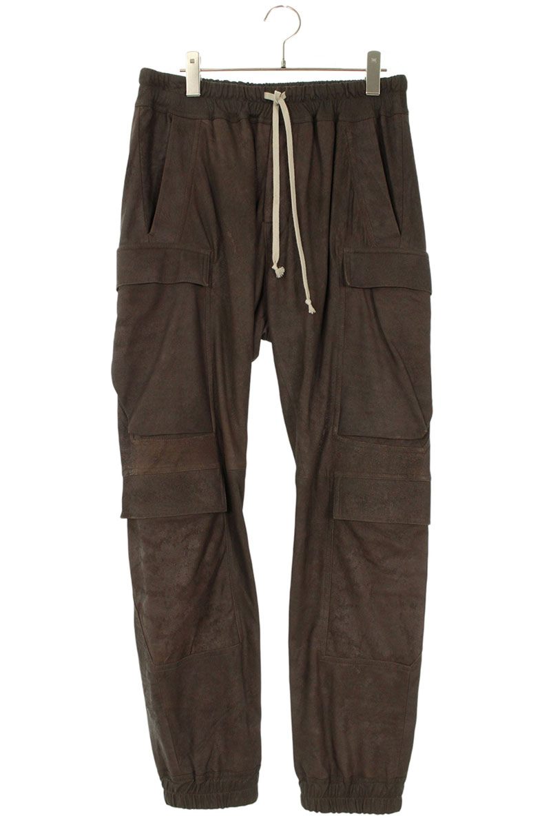 リックオウエンス Rick Owens　 サイズ:50 25AW RU02E1337-LBA マストドンメガカーゴレザーロングパンツ(ブラウン)【422062】【SB01】【メンズ】【中古】bb78#rinkan*A