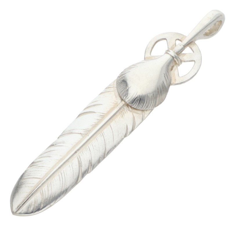 ゴローズ goro\u0027s 大いさ:大  SVハートホイールフェザー 大 頸飾りいの一番(しろがね色 3.31g)【103062】【HJ08】【小物】【中古】bb51#rinkan*B