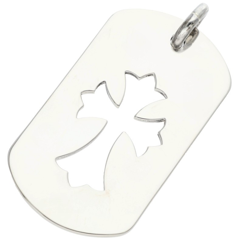クロムハーツ Chrome Hearts   D TAG LRG CO CRS カットアウトクロス ラージドッグタグネックレストップ(しろがね色 17.82g)【522062】【SJ02】【小物】【中古】bb62#rinkan*B