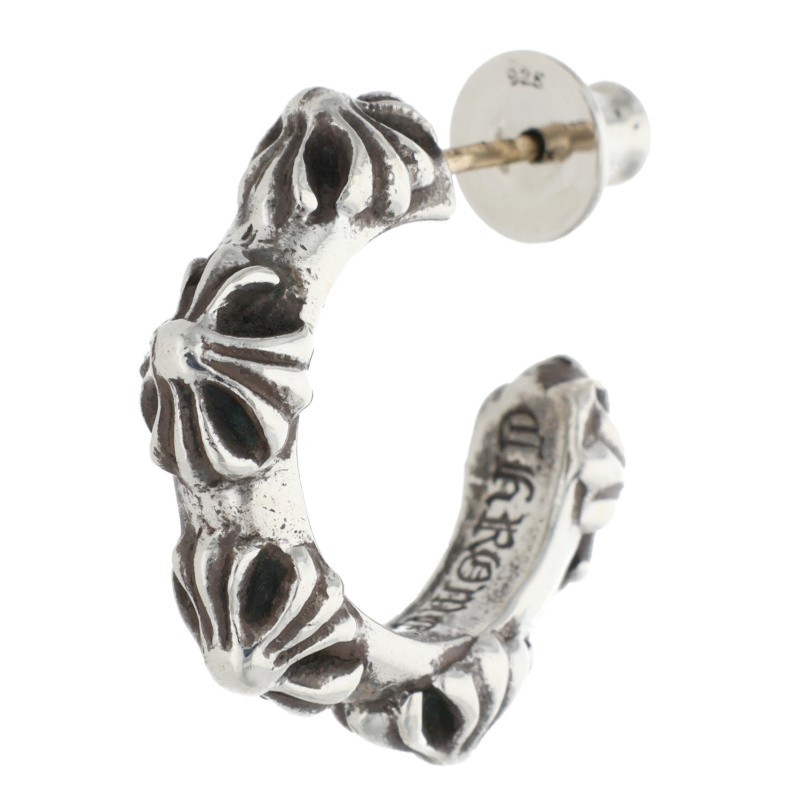 クロムハーツ Chrome Hearts   HOOP CROSS SML クロスバンドフープ しろがね色ピアス(しろがね色 5.2g)【103062】【os06】【小物】【中古】bb453#rinkan*B