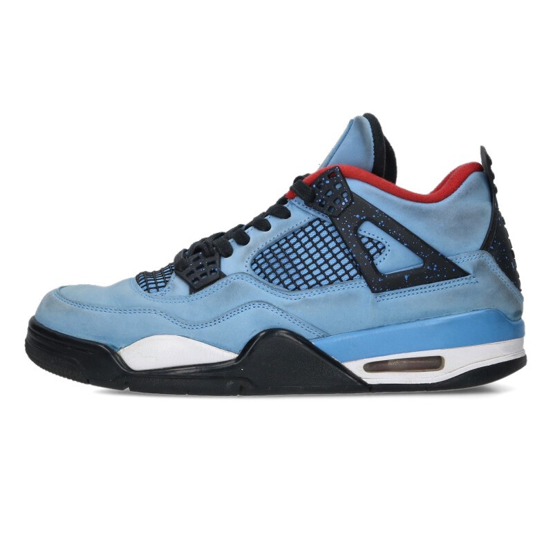 ナイキ NIKE ×トラヴィススコット Travis Scott 大きさ:27.5糎  AIR JORDAN 4 RETRO TRAVIS SCOTT CACTUS JACK 308497-406 エアジョーダン4レトロカクタスジャックスニーカー(点火装置青色×黒いこと)【103062】【BS99】【メンズ】【小物】【中古】bb426#rinkan*C
