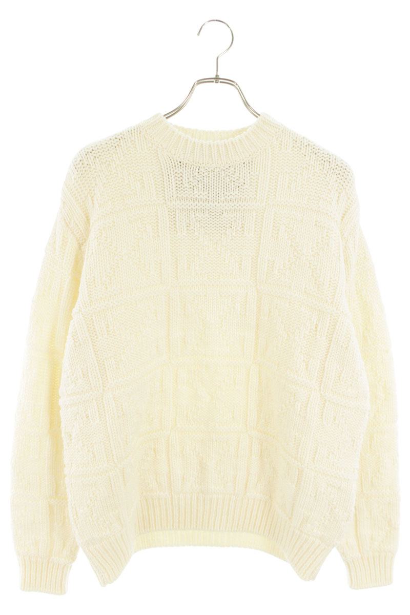 オフホワイト OFF-WHITE　 サイズ:XS OMHE20PF25KNI001 バックロゴクルーネックニット(ホワイト)【622062】【BS99】【メンズ】【中古】bb356#rinkan*B
