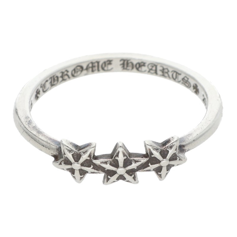 クロムハーツ Chrome Hearts 大きさ:9号  BUBBLEGUM 3STAR 砂上の楼閣チュインガム3はやりっ児 しろがね色輪っか(しろがね色 1.35g)【105062】【HJ12】【小物】【中古】bb92#rinkan*B