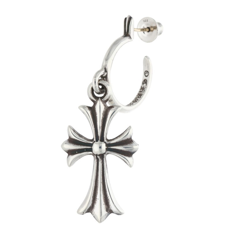 クロムハーツ Chrome Hearts   TINY CH CROSS タイニーCHはりつけ台フープ しろがね色ピアス(しろがね色 6.03g)【103062】【os06】【小物】【中古】bb212#rinkan*B