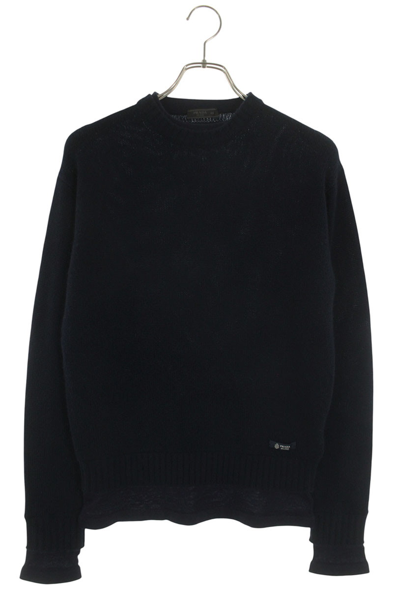 プラダ PRADA　 サイズ:44 UMF190 カシミヤ クルーネックレイヤードニット(ネイビー)【722062】【OM10】【メンズ】【中古】bb326#rinkan*A
