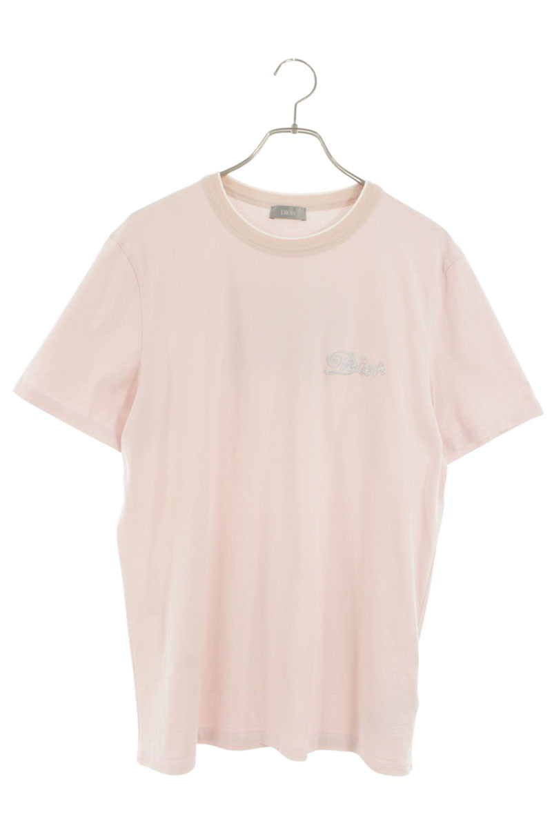 ディオール DIOR　 サイズ:L 143J697A0677 コットンTシャツ(ピンク)【403062】【OM10】【メンズ】【中古】bb428#rinkan*B