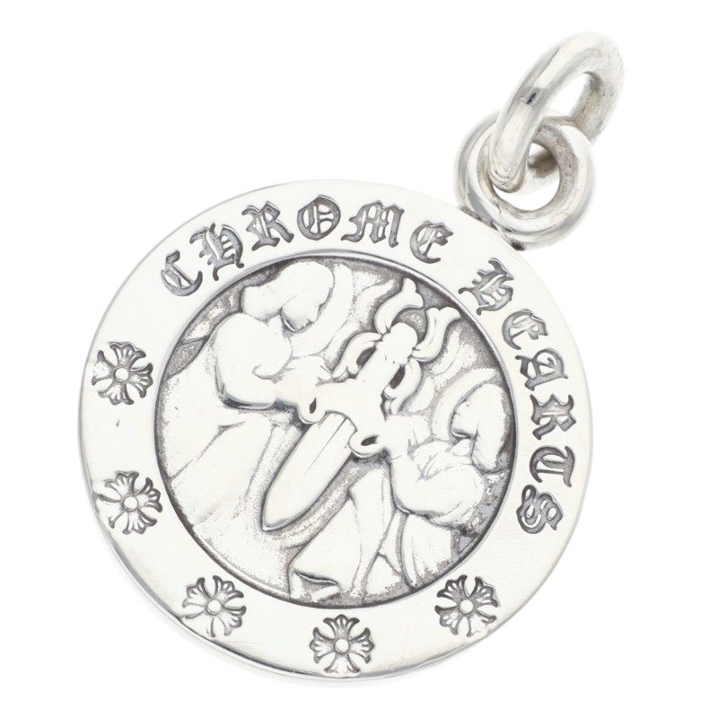 クロムハーツ Chrome Hearts   CHRM ANGL MDL エンジェルメダルチャーム V2 しろがね色首飾りとっ始め(しろがね色 6.24g)【103062】【NO05】【小物】【中古】bb209#rinkan*B