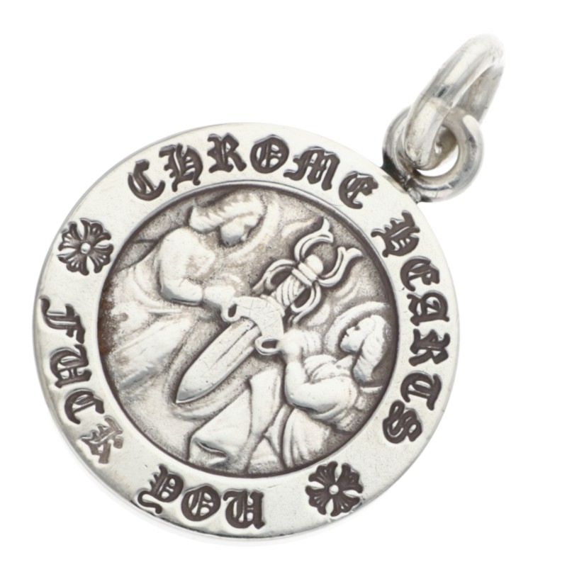クロムハーツ Chrome Hearts   CHRM ANGL MDL エンジェルメダルチャーム V1しろがね色首飾りとっ始め(しろがね色 5.98g)【103062】【NO05】【小物】【中古】bb209#rinkan*B