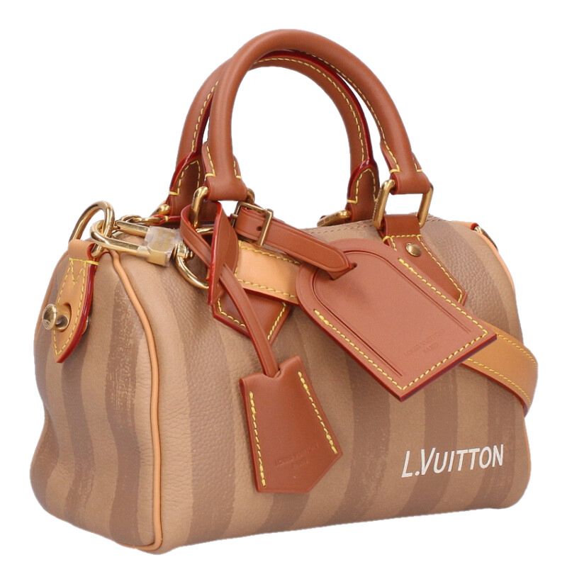 ルイヴィトン LOUISVUITTON　 サイズ:20 M27980 スピーディ P9 バンドリエール 20 ロゴストライプレザー2WAYハンドバッグ(ベージュ調)【622062】【GZ14】【小物】【中古】bb328#rinkan*S