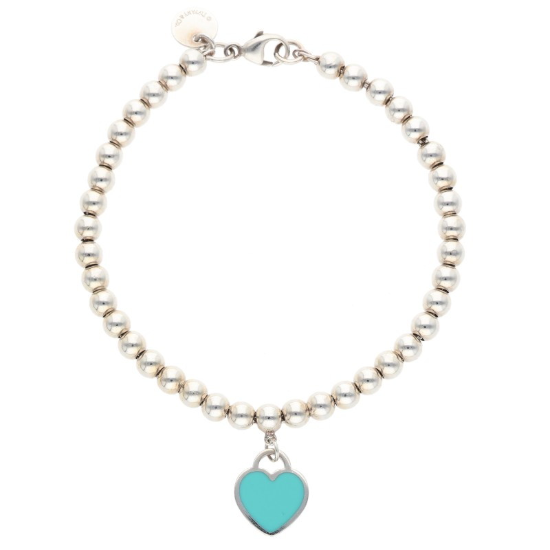 ティファニー TIFFANY&Co.　 サイズ:S リターン トゥ ブルーハートタグビーズブレスレット(シルバー×ブルー 4.9g)【204062】【BS99】【小物】【中古】bb455#rinkan*B 21,734円