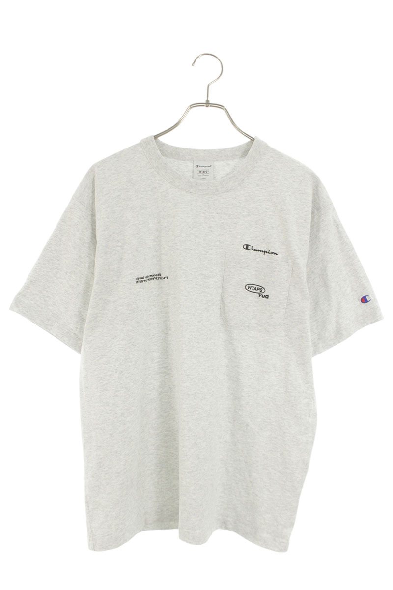ダブルタップス WTAPS ×チャンピオン Champion  サイズ:L  C8-D360 ダブルネームTシャツ(ライトグレー)【103062】【BS99】【メンズ】【中古】bb223#rinkan*A