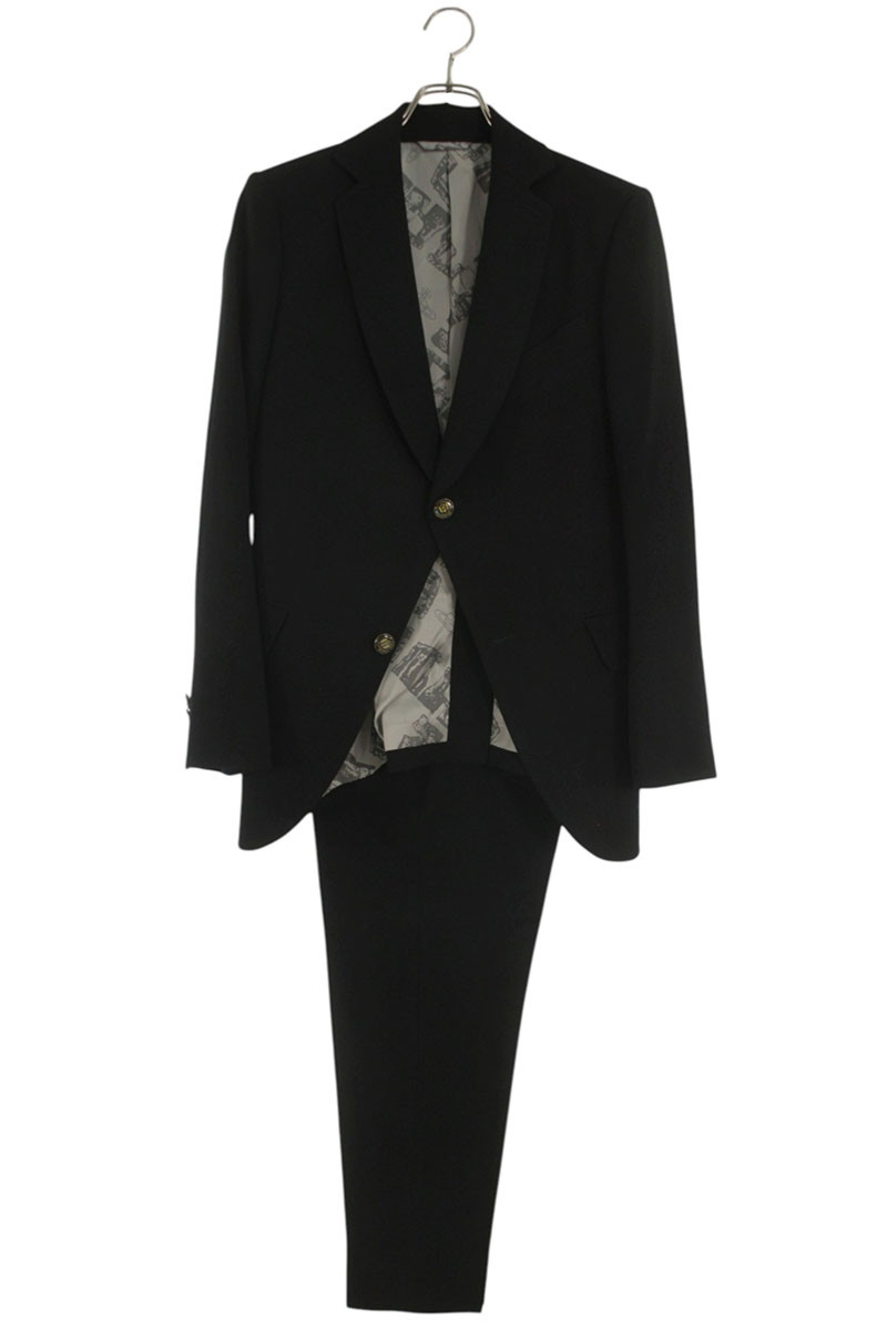 ヴィヴィアンウエストウッドマン Vivienne Westwood MAN　 サイズ:44 VW-MH-82168 裏地総柄ジャケットパンツセットアップスーツ(ブラック)【203062】【BS99】【メンズ】【中古】bb33#rinkan*B