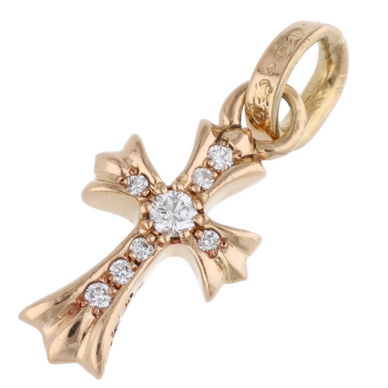 クロムハーツ Chrome Hearts　 22K CRS BBYFAT P DMND ベイビーファット PAVEダイヤ チャーム ゴールドネックレストップ(イエローゴールド×クリア 3g)【203062】【OS06】【小物】【中古】bb453#rinkan*B
