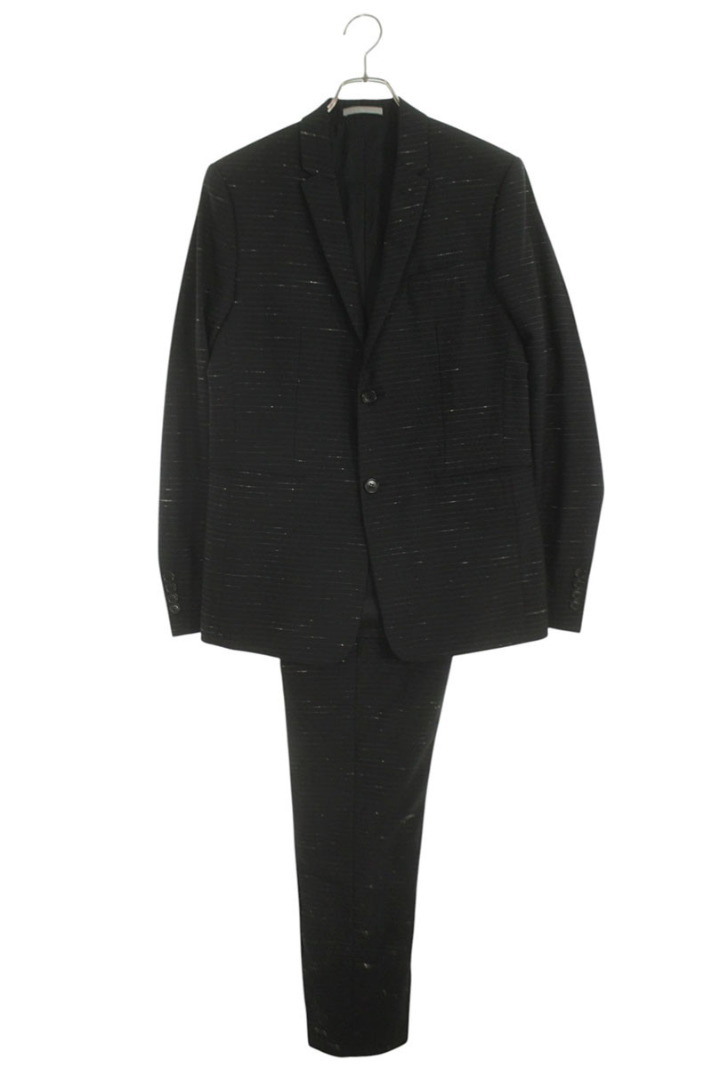 ディオールオム Dior HOMME 大きさ:44  863C203X191B 563C134A191B ストライプボーダージャケットパンツセットアップスーツ(黒いこと)【113062】【BS99】【メンズ】【中古】bb33#rinkan*B