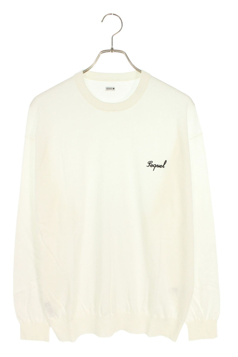 シークエル SEQUEL　 サイズ:XL 25SS SQ-25SS-KN-01 ロゴ刺繍ニット(ホワイト)【713062】【BS99】【メンズ】【中古】bb18#rinkan*S