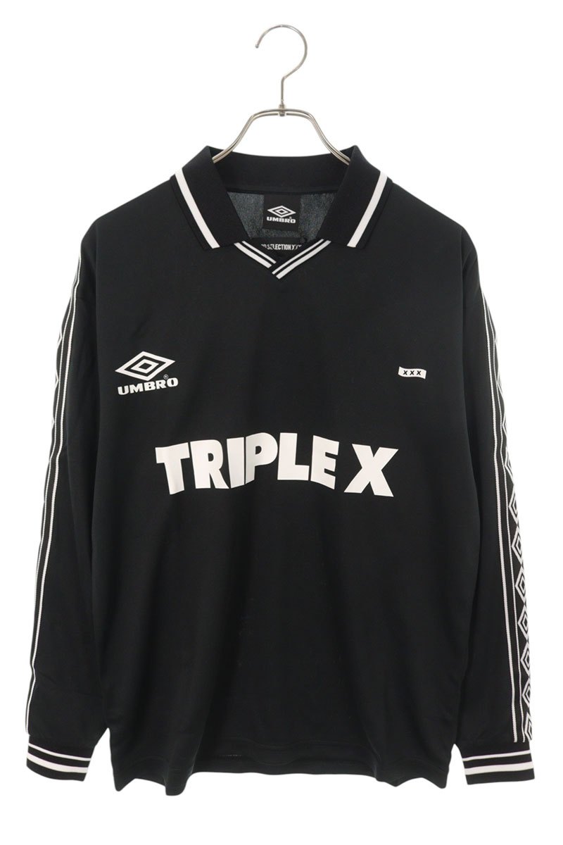 ゴッドセレクショントリプルエックス GOD SELECTION XXX ×アンブロ UMBRO 大きさ:L  GX-A25-UCS-02 ロゴタイプ刷り上げる長袖カットソー(黒いこと)【304062】【BS99】【メンズ】【中古】bb18#rinkan*S