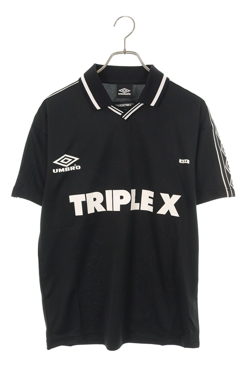 ゴッドセレクショントリプルエックス GOD SELECTION XXX　 ×アンブロ UMBRO サイズ:M GX-A25-UCS-01 ロゴプリントTシャツ(ブラック)【204062】【BS99】【メンズ】【中古】bb18#rinkan*S