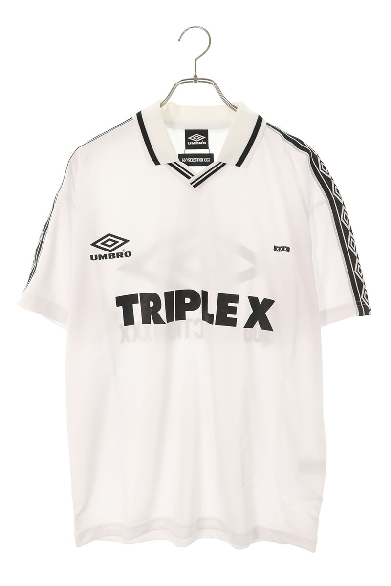 ゴッドセレクショントリプルエックス GOD SELECTION XXX　 ×アンブロ UMBRO サイズ:S GX-A25-UCS-01 ロゴプリントTシャツ(ホワイト)【504062】【BS99】【メンズ】【中古】bb18#rinkan*S