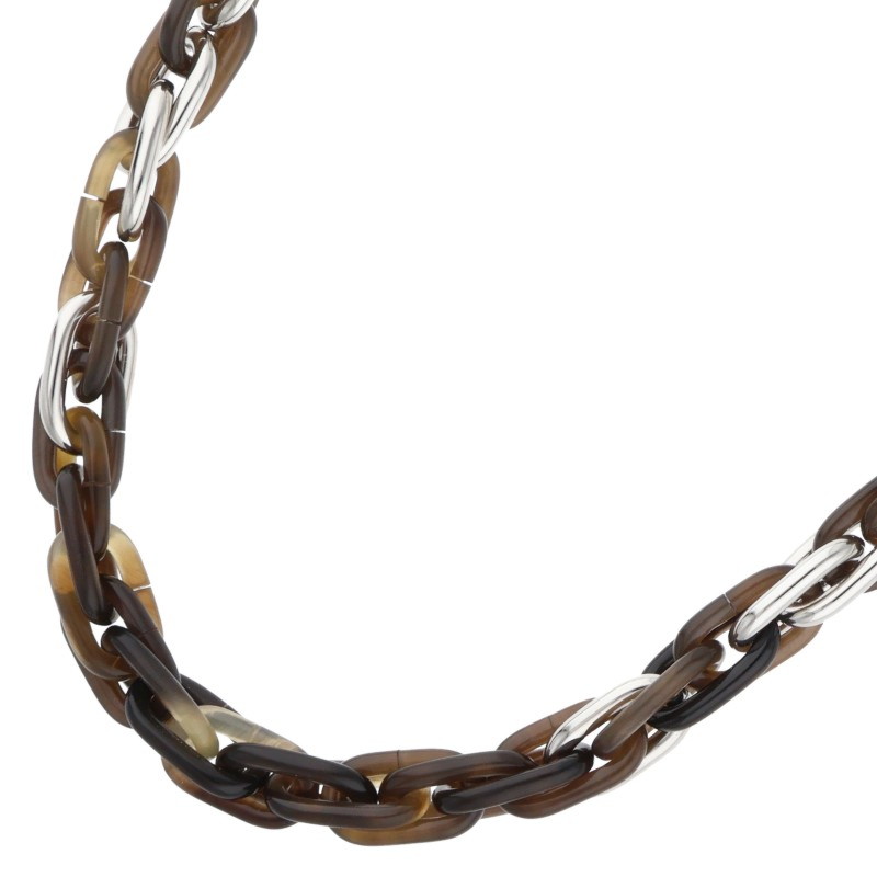 エルメス HERMES   アマラージュ シルバーホーンコンビネックレス(しろがね色×赤銅色 総掛け目137.04g)【113062】【FK04】【小物】【中古】bb223#rinkan*B