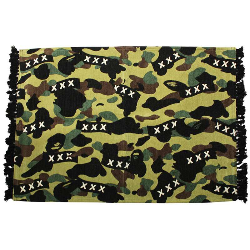ゴッドセレクショントリプルエックス GOD SELECTION XXX ×アベイシングエイプ A BATHING APE   GX-A24-BAGD-03 合鴨柄引っ敷き(カーキ)【925062】【BS99】【小物】【中古】bb18#rinkan*S