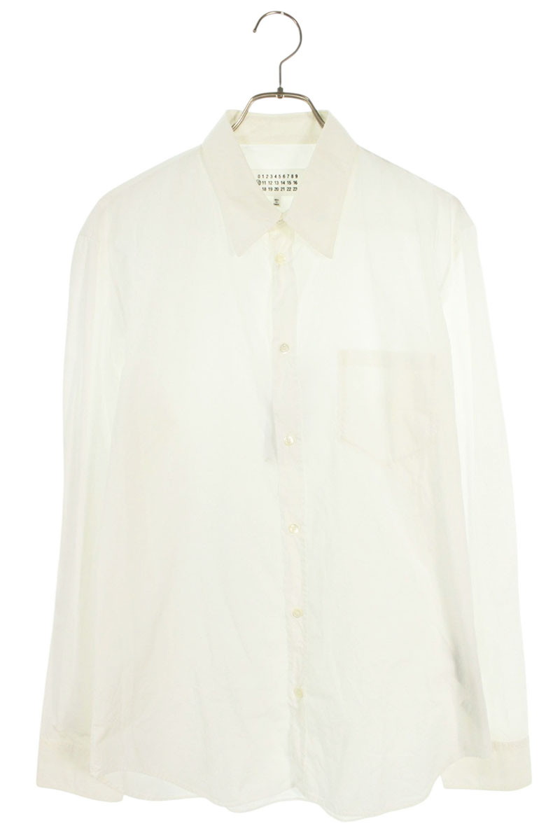 メゾンマルジェラ Maison Margiela　 サイズ:41 S50DL0393 ガーメントダイ コットンポプリンスリム長袖シャツ(ホワイト)【203062】【BS99】【メンズ】【中古】bb297#rinkan*B