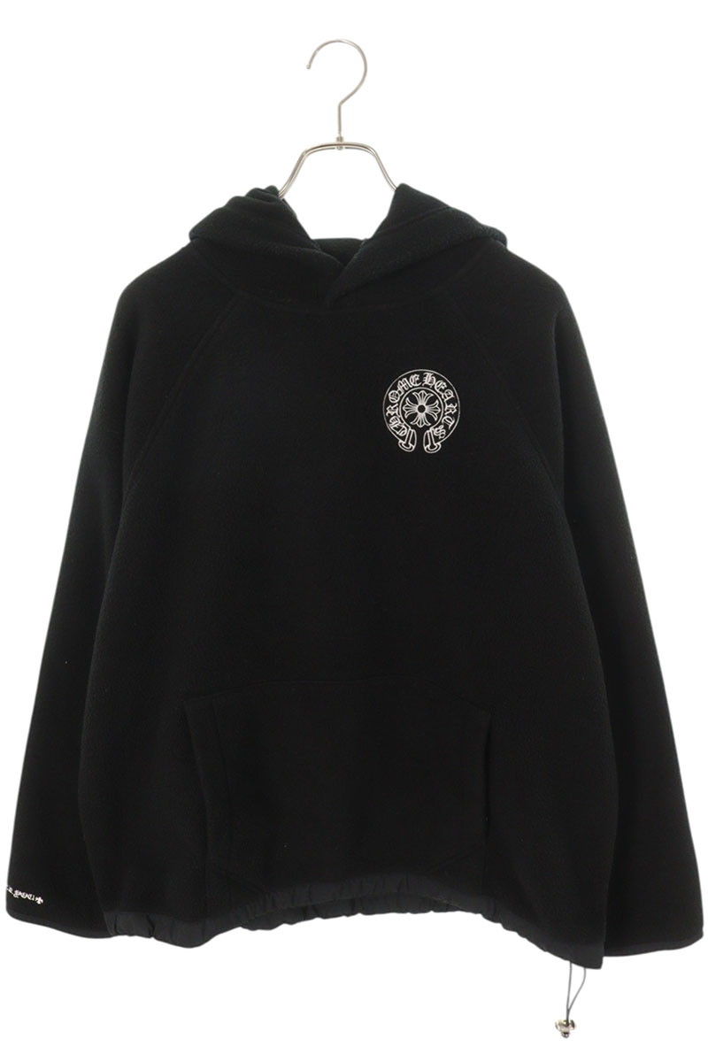 クロムハーツ Chrome Hearts サイズ:XL YNT U DETENT HDPL FLC クロスボールボタンフリースプルオーバーパーカー(ブラック×シルバー)【103062】【SS13】【メンズ】【中古】bb419#rinkan*B