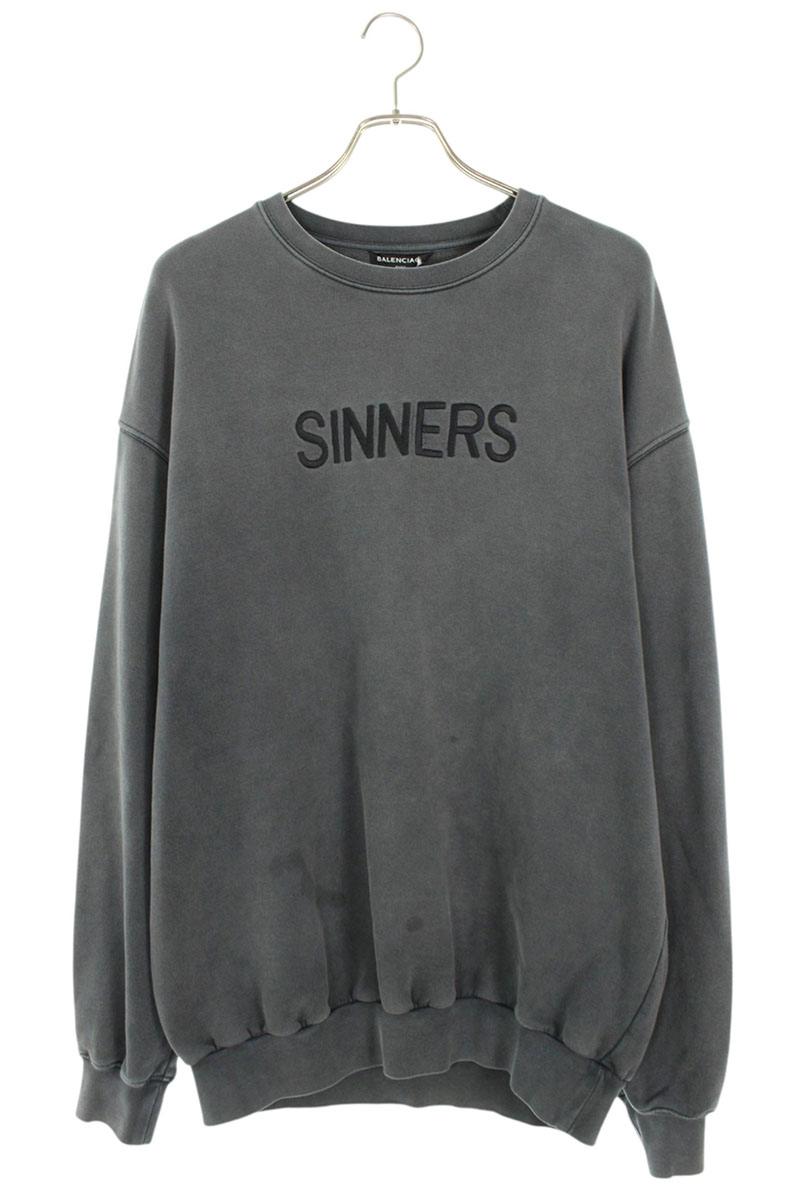 バレンシアガ BALENCIAGA　 サイズ:S 489861 TWK51 SINNERS刺繍スウェット(グレー)【203062】【BS99】【メンズ】【中古】bb409#rinkan*B