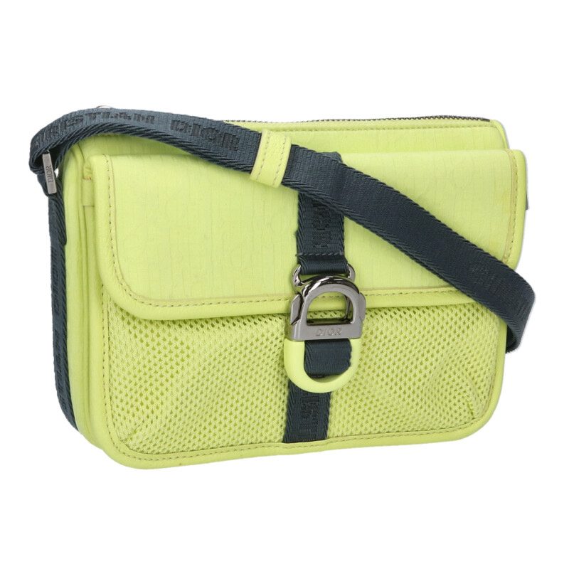 クリスチャンディオール DIOR  オブリークサテンショルダーバッグ(黄色)【133062】【BS99】【小物】【中古】bb379#rinkan*B