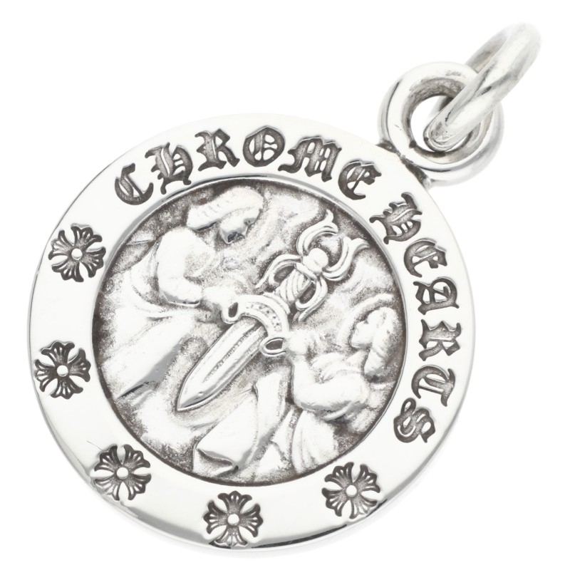 クロムハーツ Chrome Hearts   CHRM ANGL MDL エンジェルメダルチャーム V2 しろがね色首飾りとっ始め(しろがね色 6.21g)【603062】【FK04】【小物】【中古】bb411#rinkan*B