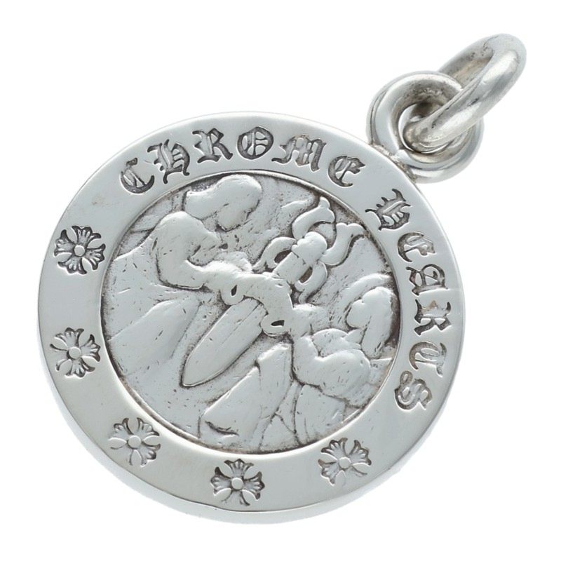 クロムハーツ Chrome Hearts   CHRM ANGL MDL エンジェルメダルチャーム V2しろがね色首飾りとっ始め(しろがね色 6.28g)【803062】【NO05】【小物】【中古】bb413#rinkan*B