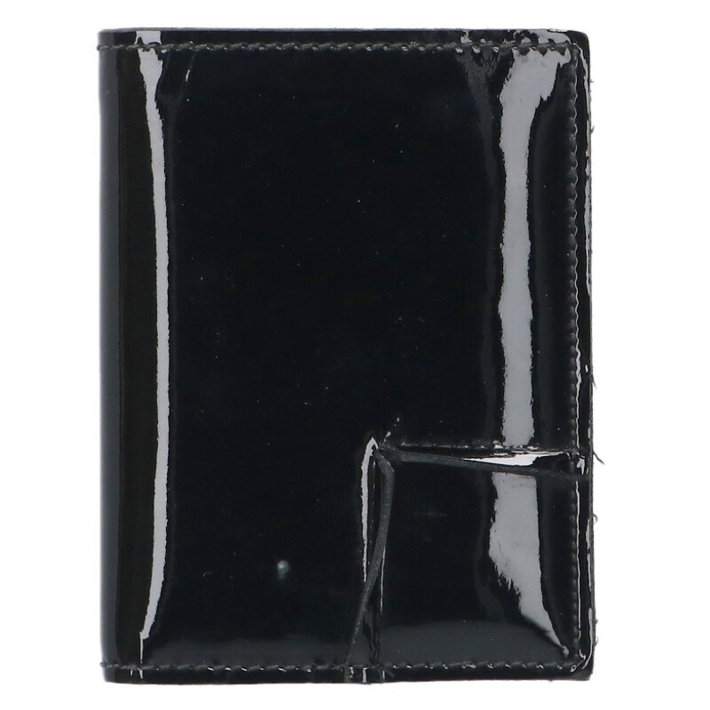 コムデギャルソン COMME des GARCONS　 パテント二つ折りコンパクト財布(ブラック)【023062】【BS99】【小物】【中古】bb14#rinkan*B