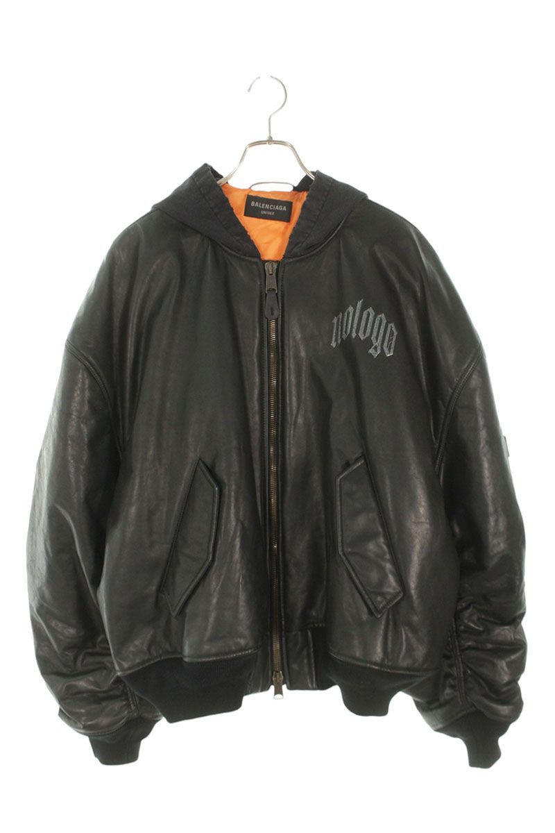 バレンシアガ BALENCIAGA 大きさ:M  794420 TOS17 Nologo刷り上げるボンネット付き添い人なめし革上衣(黒いこと)【103062】【SB01】【メンズ】【レディース】【中古】bb421#rinkan*A