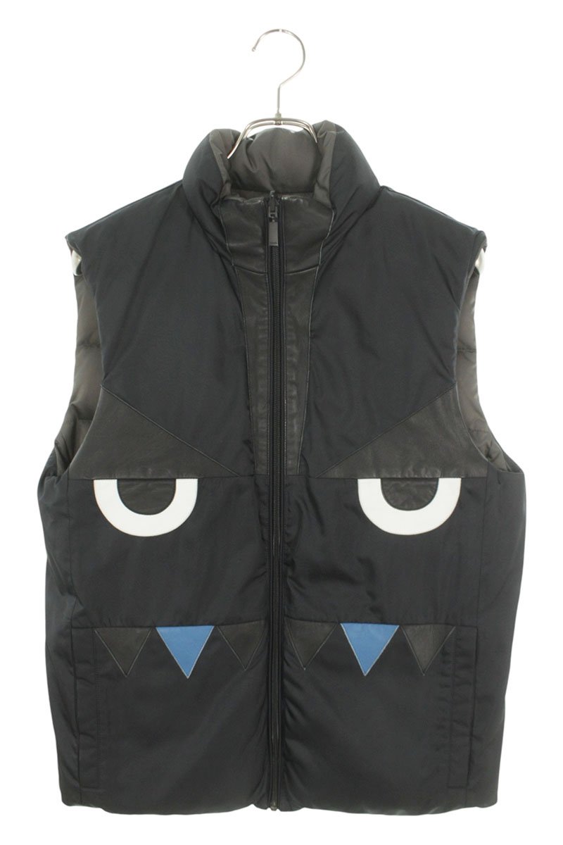 フェンディ FENDI　 サイズ:46 リバーシブルダウンベスト(カーキ×ブラック)【503062】【BS99】【メンズ】【中古】bb359#rinkan*A