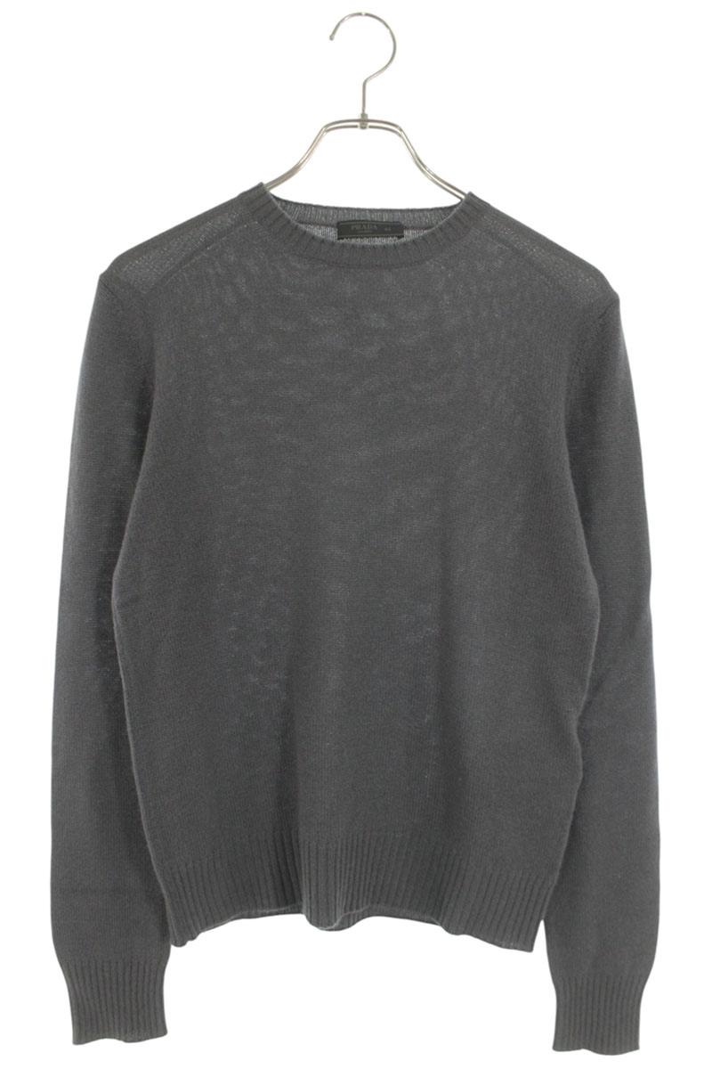 プラダ PRADA サイズ:44 UMA282 カシミヤクルーネックニット(グレー)【503062】【FK04】【メンズ】【中古】bb359#rinkan*A