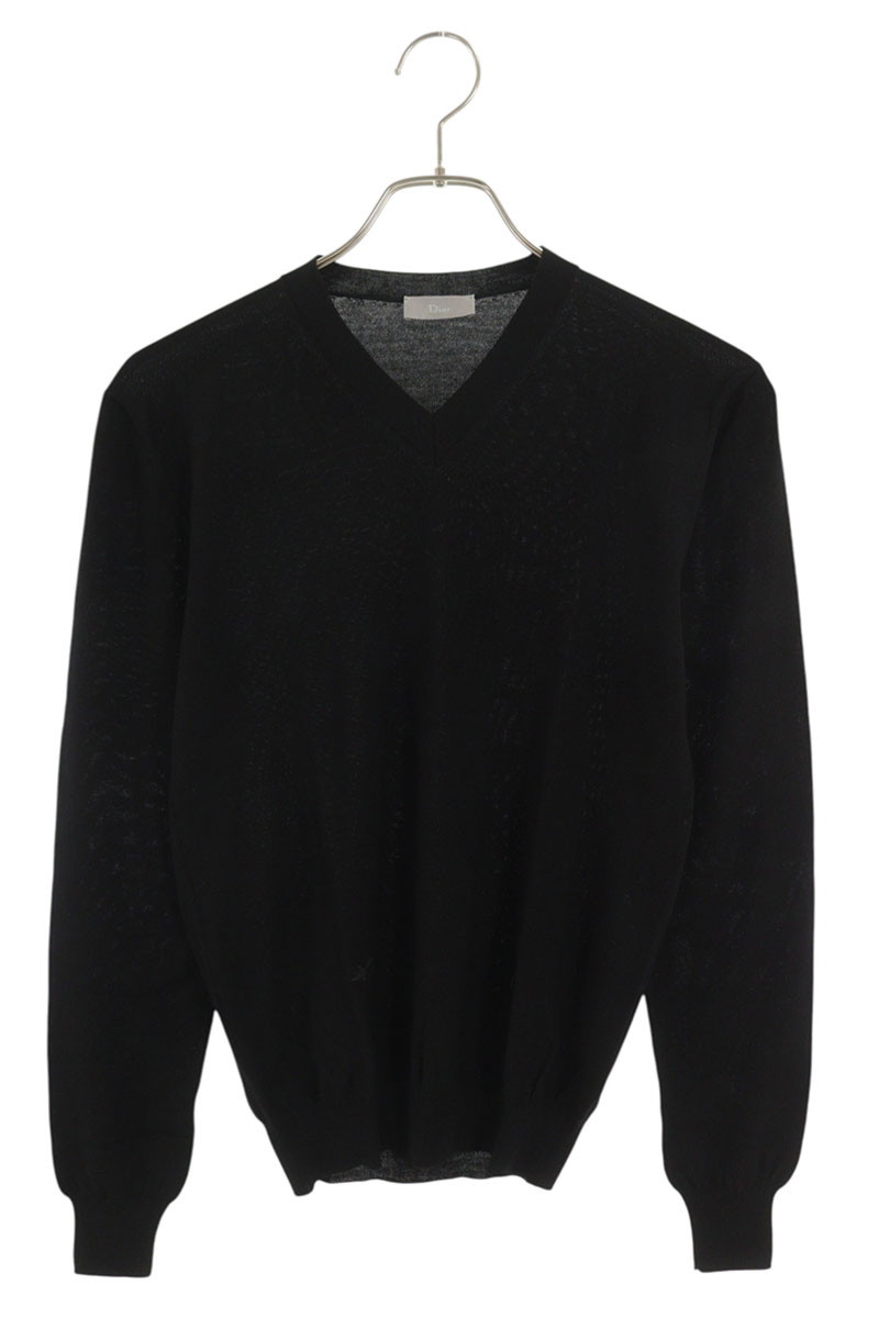 ディオールオム Dior HOMME 大きさ:XXS  003M600BT532 BEE刺しゅうVネックハイゲージニット(黒いこと)【503062】【BS99】【メンズ】【中古】bb359#rinkan*A