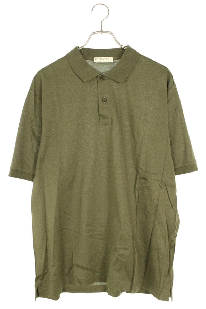 ボッテガヴェネタ BOTTEGA VENETA　 サイズ:54 599677 VKO90 コットン半袖ポロシャツ(オリーブ)【203062】【BS99】【メンズ】【中古】bb356#rinkan*B