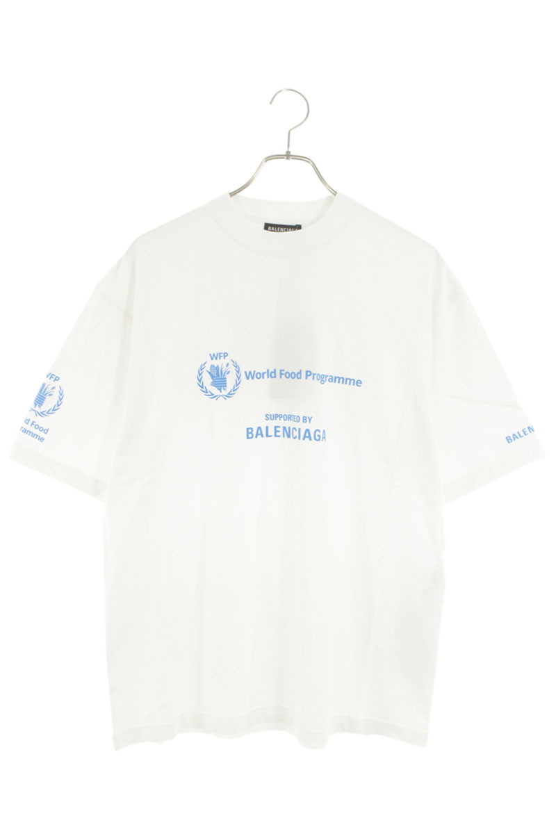 バレンシアガ BALENCIAGA 大きさ:XS  612966 TMVL2 WFPロゴプリントオーバーサイズプルオーバー(白いこと)【403062】【OM10】【メンズ】【中古】bb315#rinkan*S