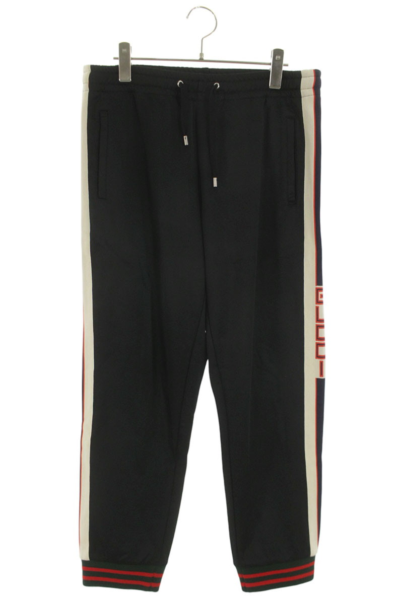グッチ GUCCI　 サイズ:XS 474635 X5T39 テクニカルジャージトラックロングパンツ(ブラック)【303062】【OM10】【メンズ】【中古】bb359#rinkan*B