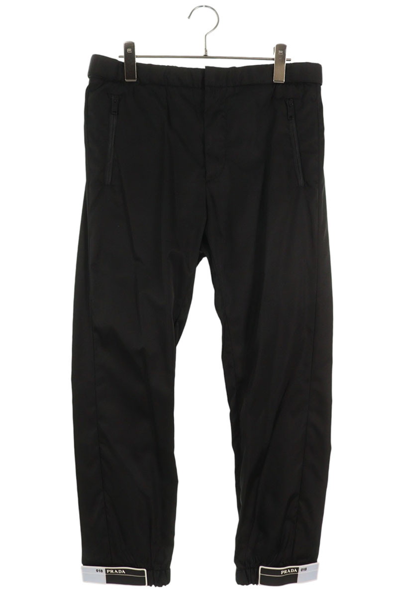 プラダ PRADA　 サイズ:44 UP0008 裾ロゴテープナイロンロングパンツ(ブラック)【603062】【BS99】【メンズ】【中古】bb359#rinkan*A