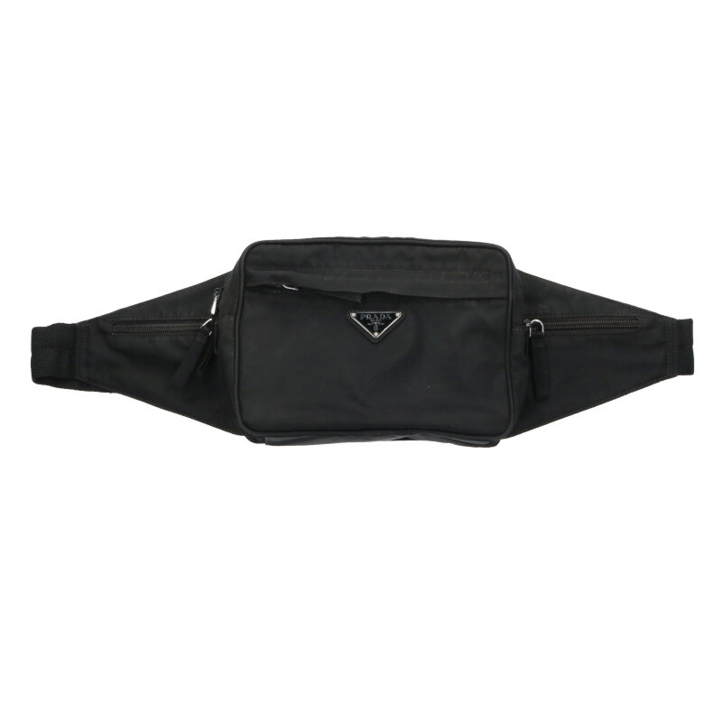 プラダ PRADA   2VL001 ３角形ロゴプレートナイロンウエストバッグ(黒いこと)【805062】【BS99】【小物】【中古】bb205#rinkan*B