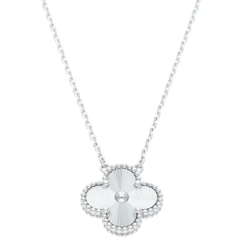 ヴァンクリーフアンドアーペル VANCLEEF \u0026 ARPELS   VCARP9XG00 ヴィンテージ アルハンブラ K18WG首飾り(白いことゴールド 7.03g)【303062】【GZ14】【小物】【中古】bb51#rinkan*B