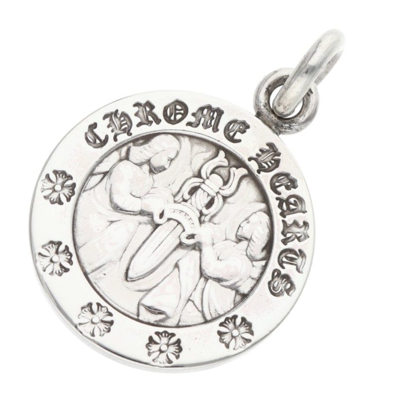 クロムハーツ Chrome Hearts   CHRM ANGL MDL エンジェルメダルチャーム V2 しろがね色首飾りとっ始め(しろがね色 5.61g)【503062】【GZ11】【小物】【中古】bb389#rinkan*B
