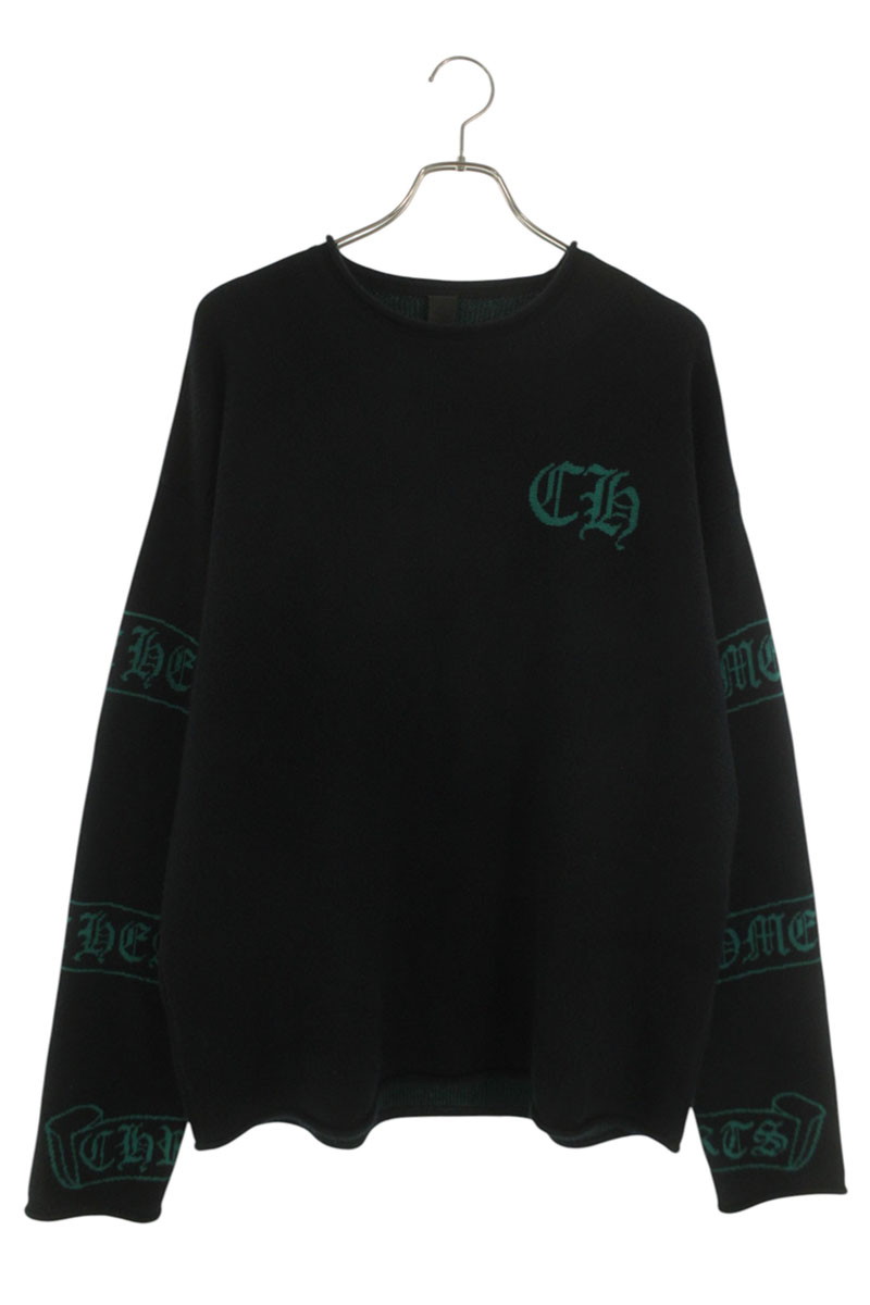 クロムハーツ Chrome Hearts 大きさ:os スクロールラベルロゴカシミヤニット(黒いこと×緑であること)【303062】【SJ02】【メンズ】【中古】bb18#rinkan*B