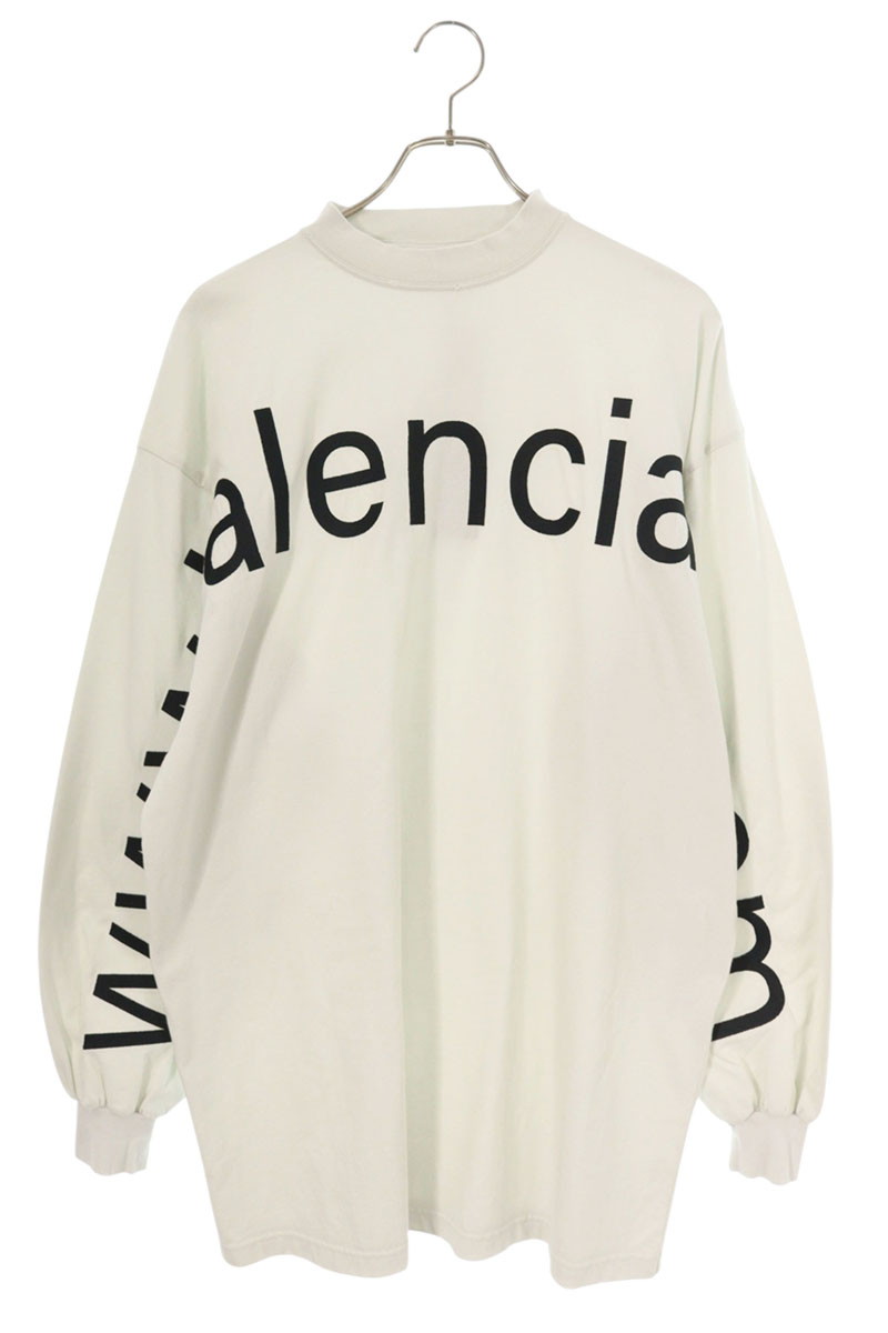 バレンシアガ BALENCIAGA　 サイズ:1 739027 TOVO1 フロントアームロゴエンブロイダリーモックネック長袖カットソー(ホワイト調)【503062】【OM10】【メンズ】【中古】bb426#rinkan*A