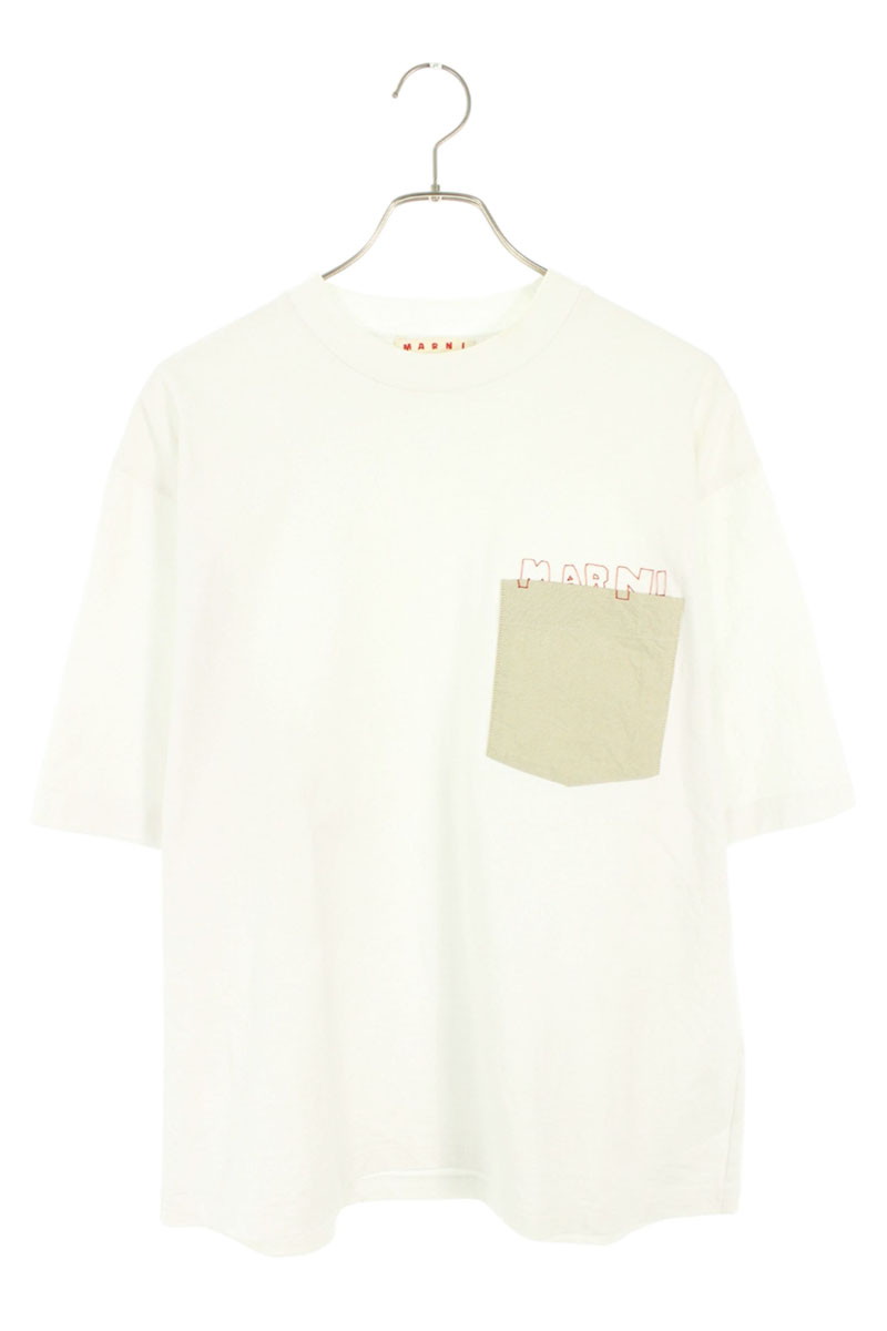 マルニ MARNI　 サイズ:48 25AW HUMU0352QS ロゴ刺繍ポケットTシャツ(ホワイト)【403062】【BS99】【メンズ】【中古】bb18#rinkan*B